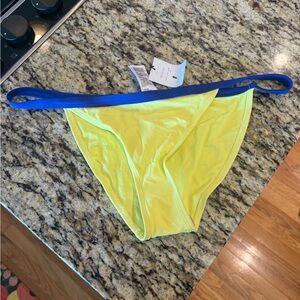 Topshop Vibrant Yellow Bikini Bottom with Blue Trim